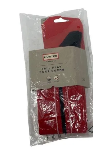 New Hunter tall play boot knit red socks sz S/M thumbnail 1