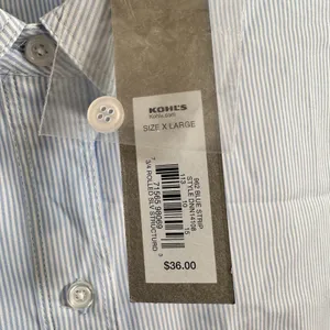 Apt 9 Womens Blue White Pinstripe Button Down‎ Shirt XL Structured Top thumbnail 4