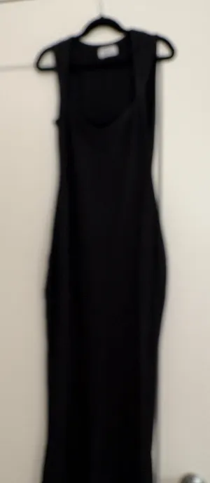 Oh Polly square neck, midi dress in black thumbnail 1