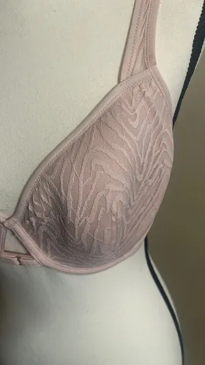 Adore Me Bra Sz 36DDD Beige Padded Underwire Feminine Sheer Strap Detail thumbnail 4