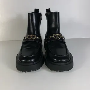 Zara patent finish chelsea ankle booties with heart chain detail 36 EU, 5.5 US thumbnail 2