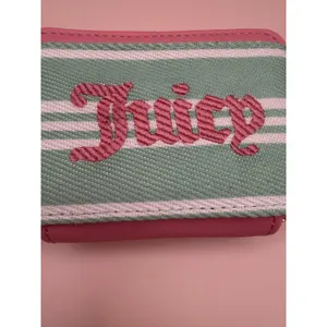 Juicy Couture Retro Green Cream‎ Paradise Square Zip Card Case Wristlet Wallet thumbnail 4