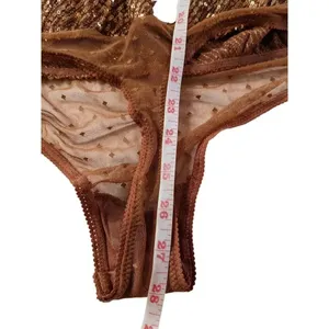 New Free People Sequin Bodysuit Size Medium Bronze Boho NYE thumbnail 5