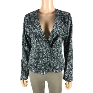 Black/White Asymmetrical Zip Blazer Jacket Size SMALL Black thumbnail 7