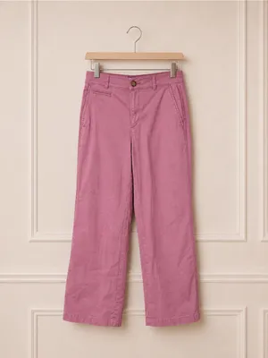 LOFT The Monroe Wide Leg Pants 0P Pink Cotton Stretch HighRise Petite PreppyChic thumbnail 3