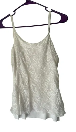 Maurices White Lace Cami Tank Top M Floral Lined Y2K‎ Coquette Layering Stretchy thumbnail 1