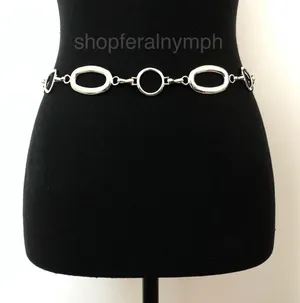 Y2K Minimalist Silver Geometric Link Chain Belt, Fits 29–42 Inches, X7GA1221 thumbnail 1