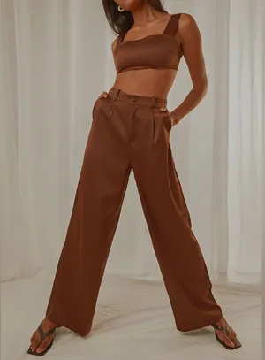 Peppermayo Milano Satin Pant in Chocolate Brown Size 6 New with tag thumbnail 1