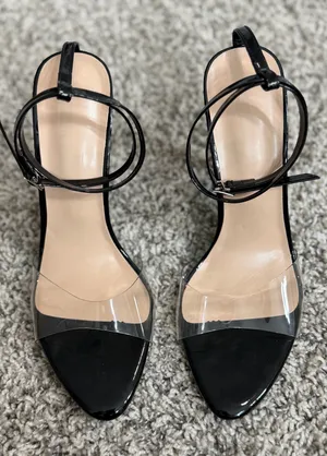 Clear Toe Heels Black Size 9.5 thumbnail 2