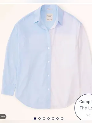 NWOT Abercrombie & Fitch Oversized Poplin Color block Button-Down Shirt thumbnail 2