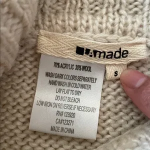 LAmade Turtleneck Poncho Sweater Womens Small Cream Oatmeal Minimalist Layering thumbnail 4