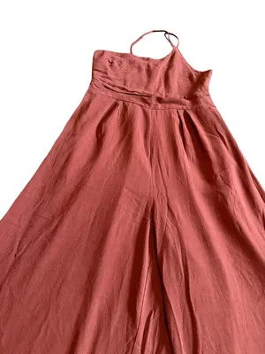 Aarabess Cropped Length Terracotta Jumpsuit Wide Leg One Shoulder Size Medium thumbnail 3