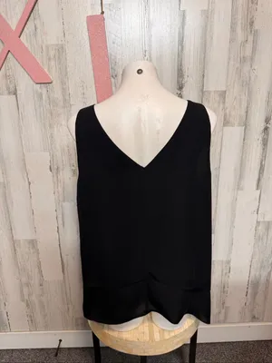 New York & Company Layered Chiffon Tank Top Womens XL Black Studded Blouse thumbnail 2