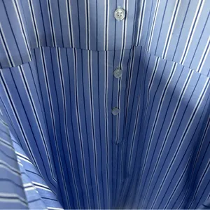 Anthropologie Maeve Button Front Wrap Mini Shirt Dress Pinstripe Large Preppy thumbnail 6