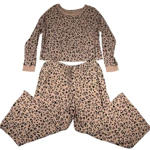 Victoria's Secret Heavenly by Womens Leopard Heart Print Pajama Top Tan Large‎ thumbnail 1