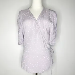 Abercrombie & Fitch Purple Puff Sleeve Wrap Blouse Size XL NwT thumbnail 2