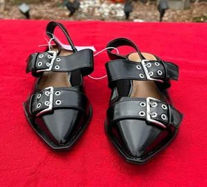 Nwt Size 7 Peyton Double Buckle black Slingback Flats by wild‎ fable punk rock thumbnail 1