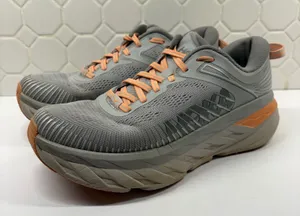 Hoka One One Bondi 7 Running Shoes Women 9 Grey Orange Cushioned 1110519 HMSH thumbnail 1