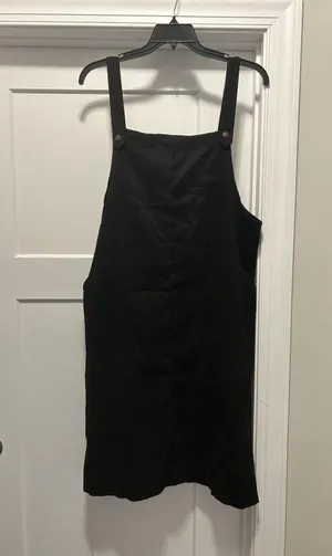 Overall Dress Pocket Black Corduroy Size 2X Front And Back Pockets Midi Teacher thumbnail 1