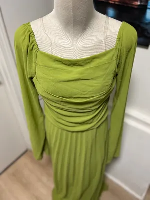 Pleated Waist maxi dress Green thumbnail 1