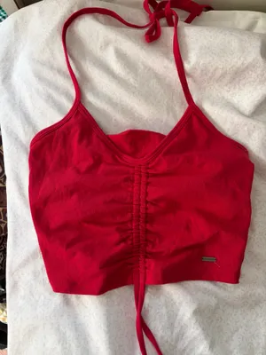 Hollister must have collection red halter tank top thumbnail 1