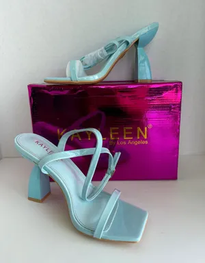 KAYLEEN By Los Angeles Pastel Blue Strappy Block Heel Sandals thumbnail 1