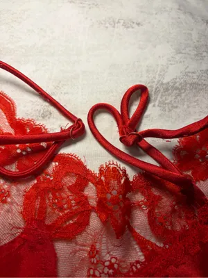 Vintage Warner’s Scarlet Red Satin Lace Cami thumbnail 6
