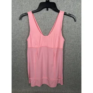 Lululemon Hustle and Bustle Tank Top Womens‎ Size 4 Pink Stripe V-Neck Workout thumbnail 3