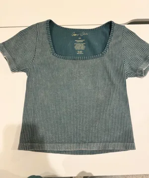 Ribbed Square Neck Top Blue thumbnail 1