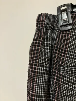 Old navy pull on straight leg plaid pants grey size 10 thumbnail 4