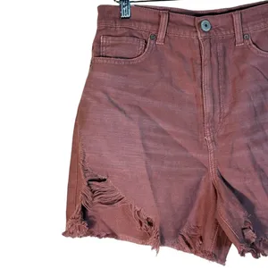 American Eagle Highest Rise Mom Short Distressed Denim Rose Pink Size 8 thumbnail 2