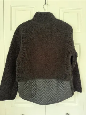 Athleta Black Sherpa Snap Pullover Jacket Fleece‎ Small Warm Sweatshirt thumbnail 5