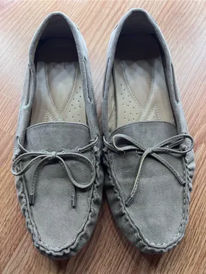 Tan Suede Loafers with Bow Detail thumbnail 1