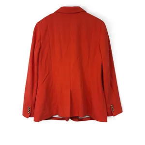 Talbots Red Orange Textured knit Blazer Gold Black Crest Buttons Size 14 Preppy thumbnail 5