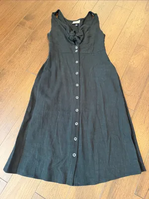 Universal Thread Black Midi Button-Front Tie-Neck Dress Size XS - C26-033 thumbnail 5