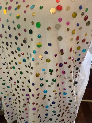 New York & Co Soho NWOT White Tee with Colorful Sequins thumbnail 4