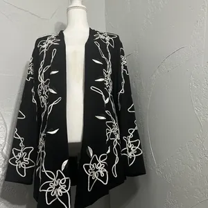 Lauren Michelle Black Embroidered Floral Cardigan – Boho Chic Elegance. thumbnail 8