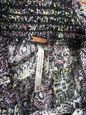 Patterned Black and Purple Smocked Waist Skirt free people XS thumbnail 2