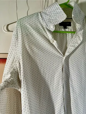 Banana Republic White Shirt with Navy Dot Print thumbnail 9