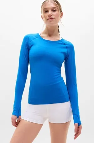 New Athleta XL Momentum Flex Top Breaker Blue X-Large Regular Long Sleeve thumbnail 1