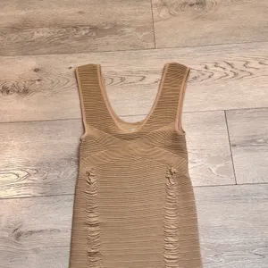 Aura Bodycon Ribbed Sleeveless Dress Tan Neutral Casual‎ Chic Size Small S thumbnail 3
