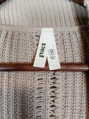Pact Organic Cotton Chunky Open Front Cardigan Neutral Minimalist Cozy Womens Xs thumbnail 4