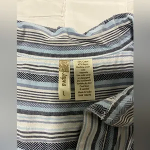 Japna Pinstripe Linen Shirt Dress. Size Large. thumbnail 4