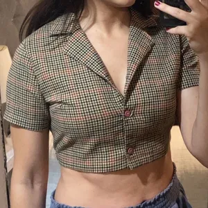 Brandy Melville / john galt plaid cropped button up shirt thumbnail 1