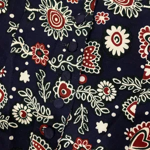 Vintage Y2k 90s mini skirt boho floral hearts button front high waisted small thumbnail 6