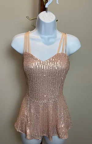 Grace Karin Pink Sequin Strappy Sweetheart Ruffle Hem Top NWT Size M thumbnail 1