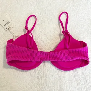 NWT Good American Pink Jacquard Bikini Top Demi Cup Size 3 Large L thumbnail 5