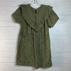 Ruffled Eyelet Dress Olive Green TD-9287-6 Women’s Sz M thumbnail 2