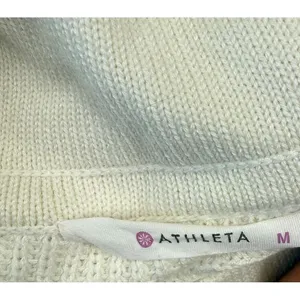 Athleta‎ Cream Ribbed Turtleneck Sweater Curved Hem Cozy Knit Medium M thumbnail 4