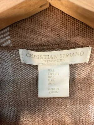 Christian Siriano Women L Plaid Knit Blazer Tan Cream Longline Preppy Office thumbnail 10